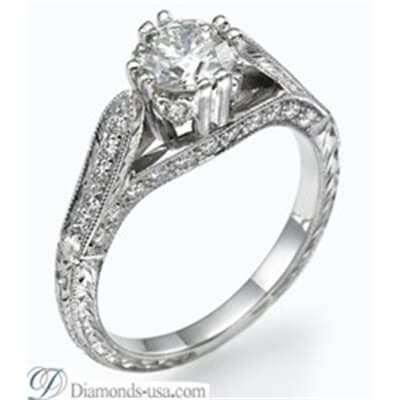 Vintage designers hand engraved engagement ring