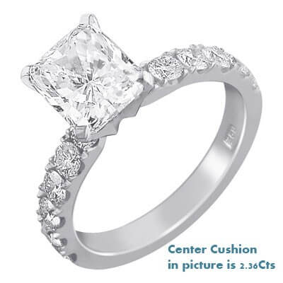 Engagement ring for large diamonds, 1 cts side diamonds