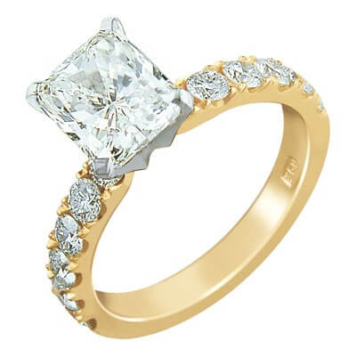 Engagement ring for large diamonds, 1 cts side diamonds