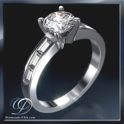 Baguette diamonds engagement ring