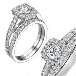 Picture of Bridal set with 0.75 carats side diamonds 