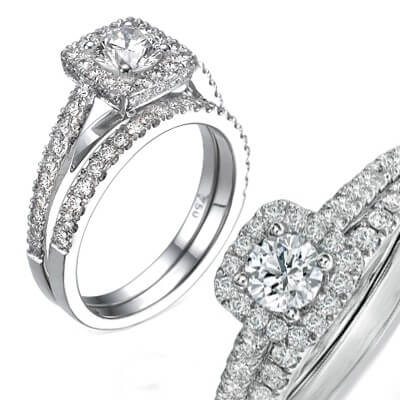 Bridal set with 0.75 carats side diamonds 