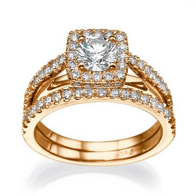 Bridal set with 0.75 carats side diamonds 