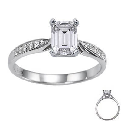 Cathedral engagement ring with side diamonds