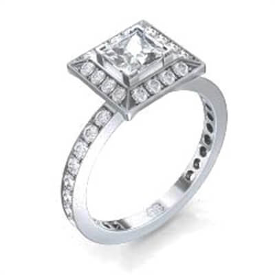 Desiners engagement ring, 0.46 carat side diamond