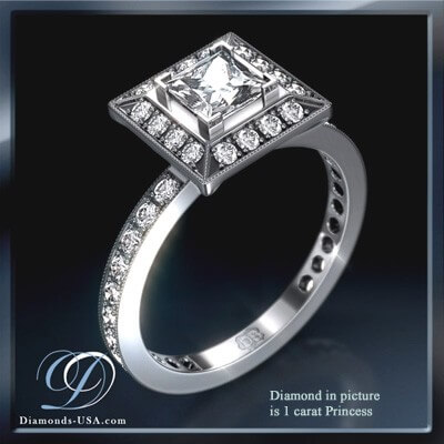 Desiners engagement ring, 0.46 carat side diamond