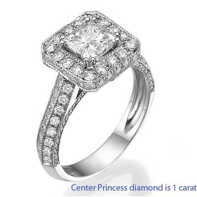 Anillo de compromiso de diamantes Princess Designer