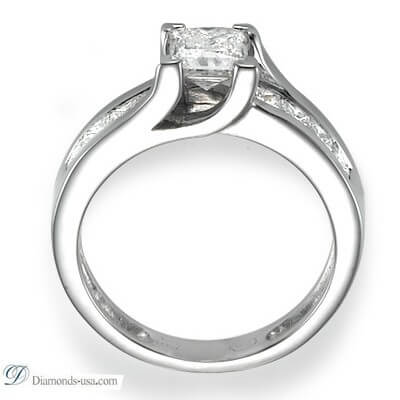 Engagement ring with 0.92 carat side Princess