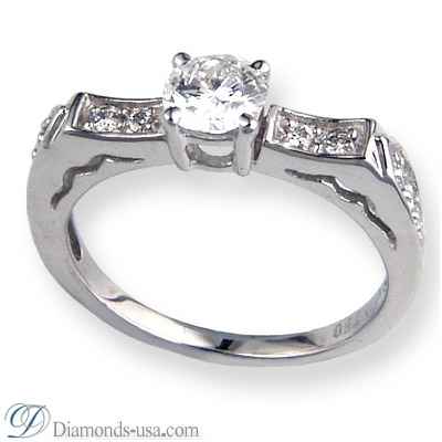 Engagement ring with side diamonds, 0.18 carats