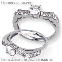Picture of Engagement ring with side diamonds, 0.18 carats