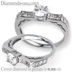 Engagement ring with side diamonds, 0.18 carats
