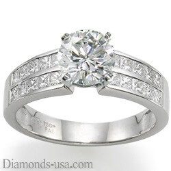 Picture of Engagement ring with side Princess diamonds
