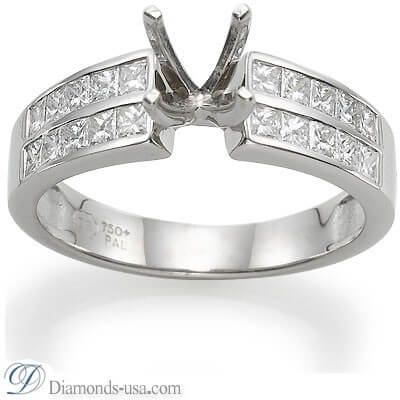 Engagement ring with side Princess diamonds