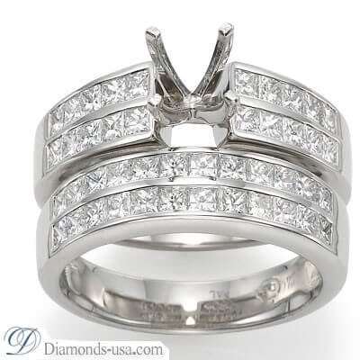 Engagement ring with side Princess diamonds