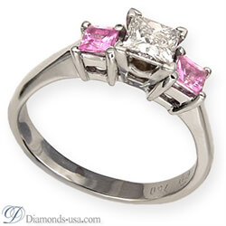 Picture of Engagement ring with side Princess pink Sapphires