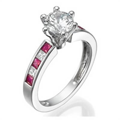 Engagement ring with side Rubies & Diamonds