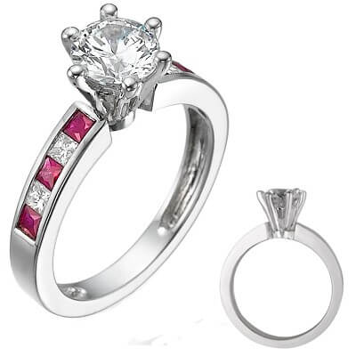 Engagement ring with side Rubies & Diamonds