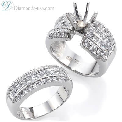 Anillo de Compromiso con diamantes laterales de 1,25 quilates