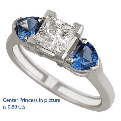 Anillo de compromiso con dos zafiros azules con forma de corazón