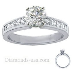 Picture of Engagement ring settings, 1 carat side Princess