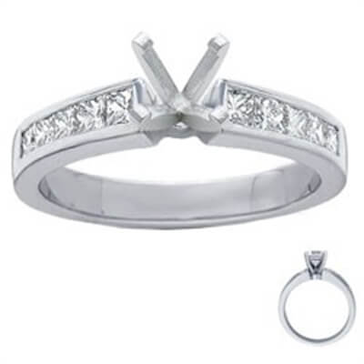 Engagement ring settings, 1 carat side Princess