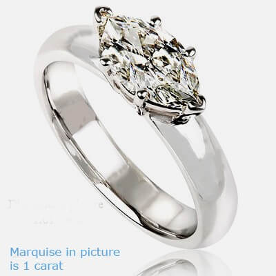 Anillo de compromiso, de diamante Marquesa este-oeste