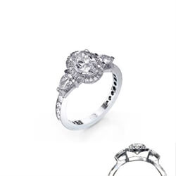 Picture of Engagement ring, 2 Pear diamonds, Pave set band
