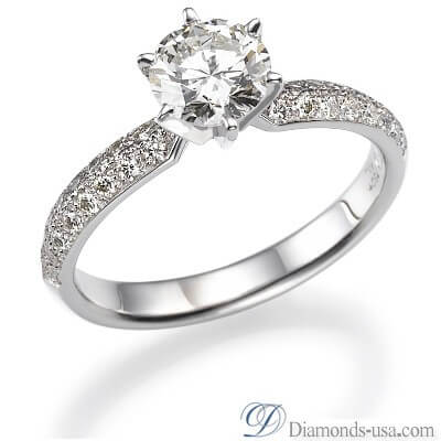 Side diamonds Knife Edge engagement ring settings