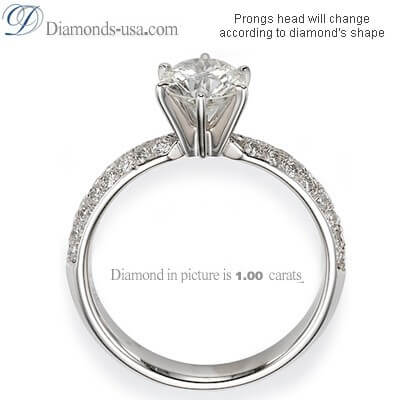 Side diamonds Knife Edge engagement ring settings