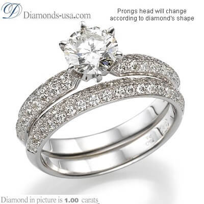 Engastes de anillo de compromiso de borde afilado con diamantes laterales