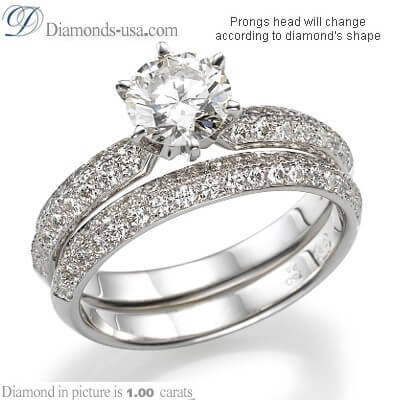 Side diamonds Knife Edge engagement ring settings