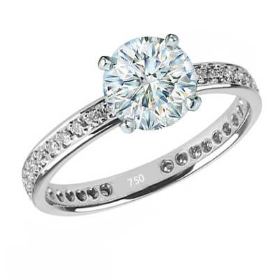 Anillo de compromiso Eternidad, diamantes laterales de 1/3 Ct.