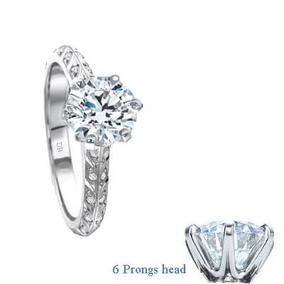 Leaf motif with diamonds engagement ring