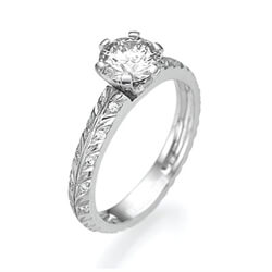 Picture of Leaf motif with diamonds engagement ring