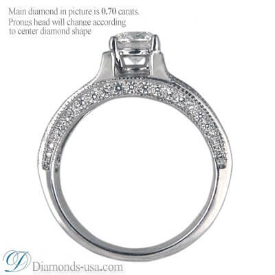 Split band engagement ring with round diamonds