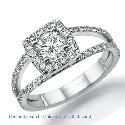 Split band Halo engagement ring