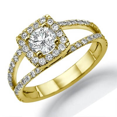 Split band Halo engagement ring