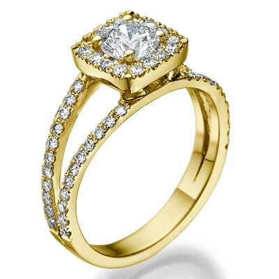 Split band Halo engagement ring