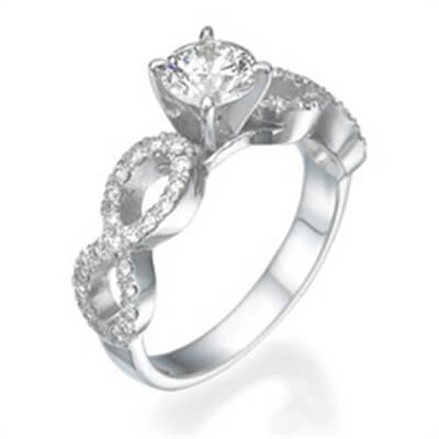 El conjunto Infinity Engagement ring micro Pave