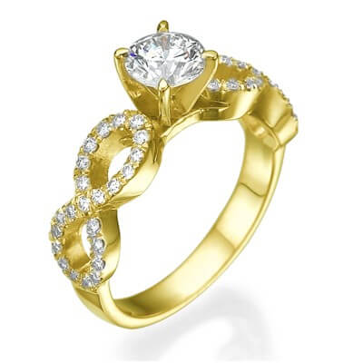 El conjunto Infinity Engagement ring micro Pave