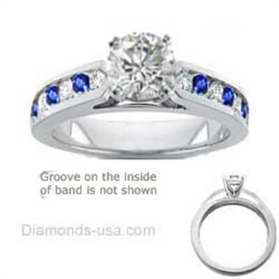 Engagement ring, Round Diamonds & Sapphires