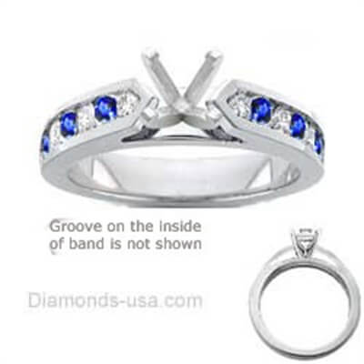 Engagement ring, Round Diamonds & Sapphires