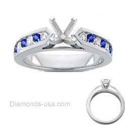 Picture of Engagement ring, Round Diamonds & Sapphires