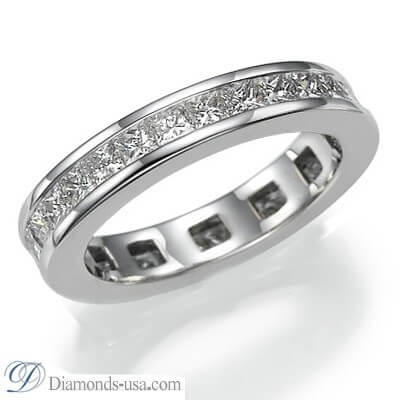 Eternity ring,2.06 carats Princess diamonds