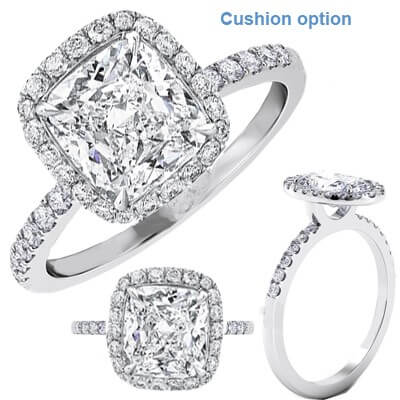 Oval or Cushion Halo engagement ring