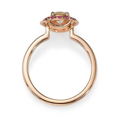 Rose Gold With Pink Sapphires Halo engagement ring