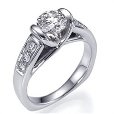 Like tension engagement ring with 1/4Cts sides