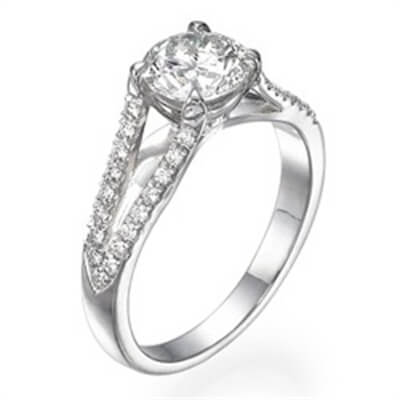 Designers 2 V round diamonds engagement ring