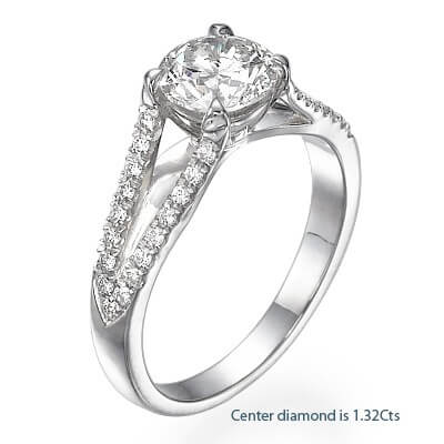 Designers 2 V round diamonds engagement ring