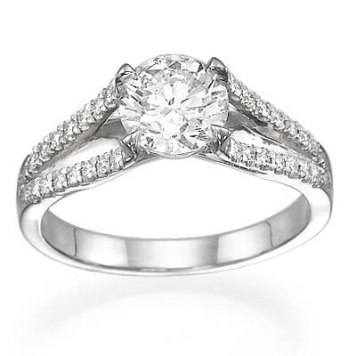 Designers 2 V round diamonds engagement ring